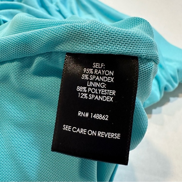 Torrid Blue Cinched Bodycon Midi Skirt Asymmetrical Hem, New w/ Tags, Size 2/2X - Picture 6 of 9